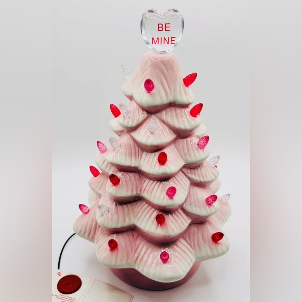 NEW Valentines Day Ceramic Tree 12” Home Decor Pink Light Up Tree